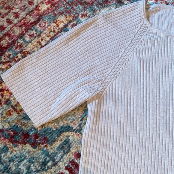 Light Grey Short Sleeve Ribbed Top - Picture 3 of 5